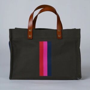 Parker Thatch Medium Mimi
 Striped Canvas Tote Bag